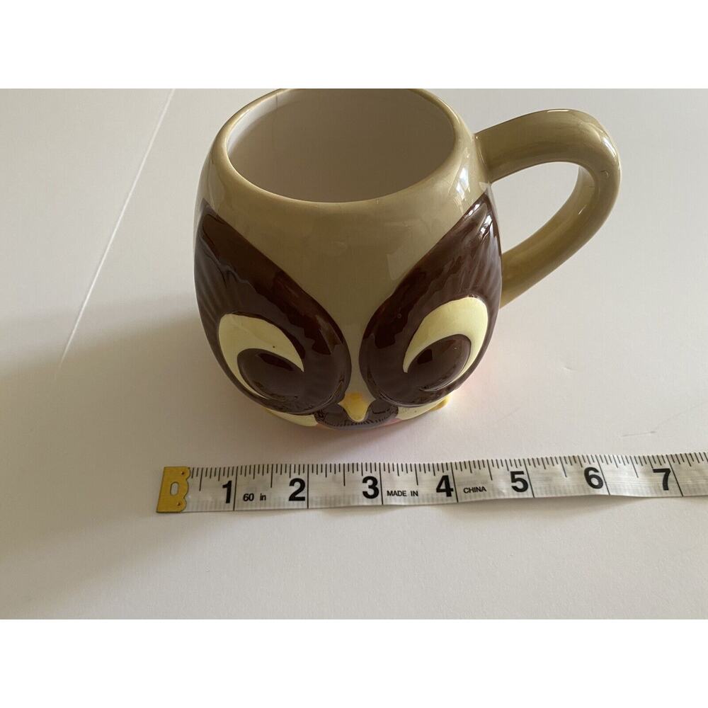 Mesa Home Products Owl Coffee Mug 3D Hand Painted Brown Tan Orange - Picture 6 of 6